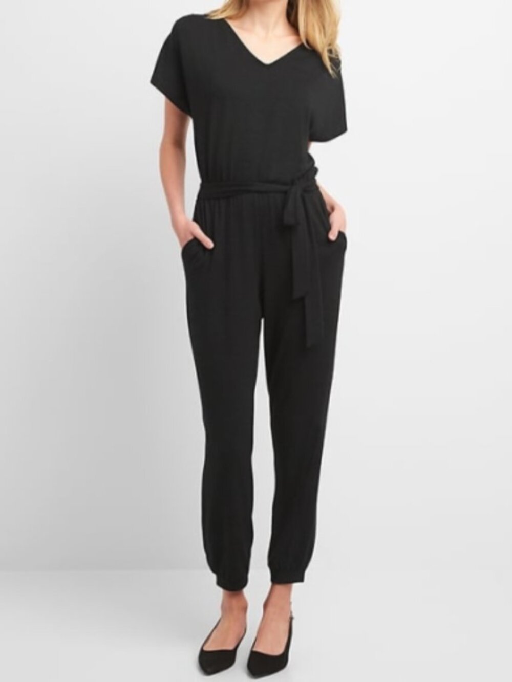Gap Softspun jumpsuit V neck black size XS